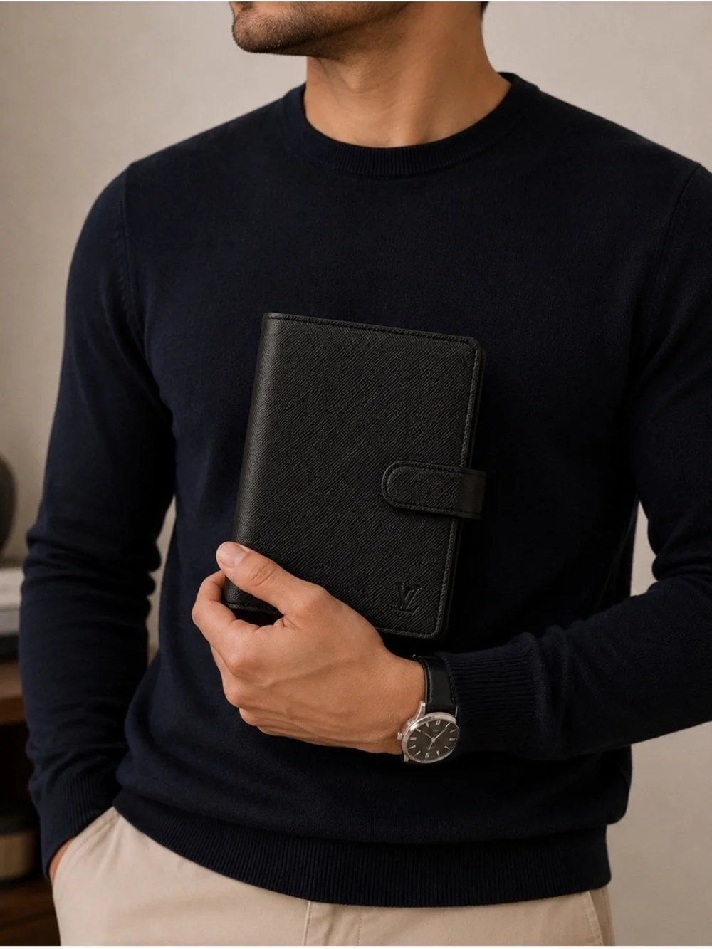 Louis Vuitton Black Textured Tablet Folio Case